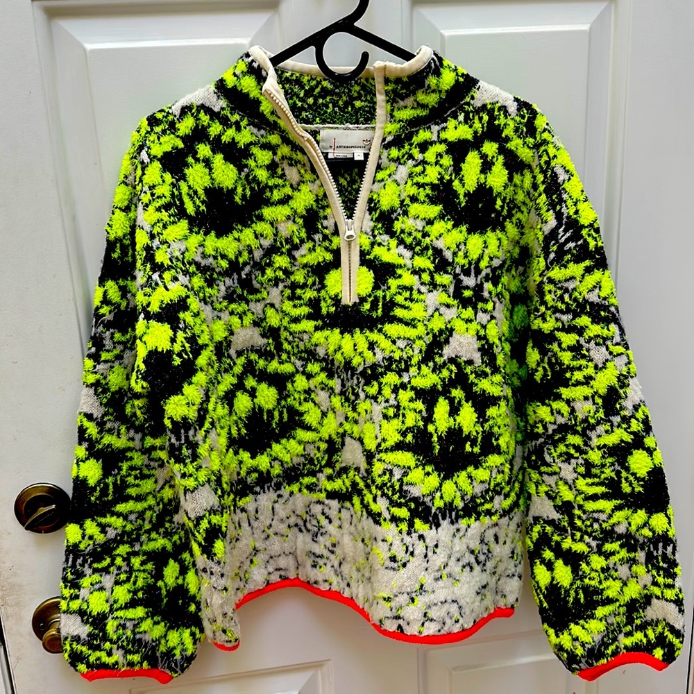 Neon Green and Black Women's Sweater